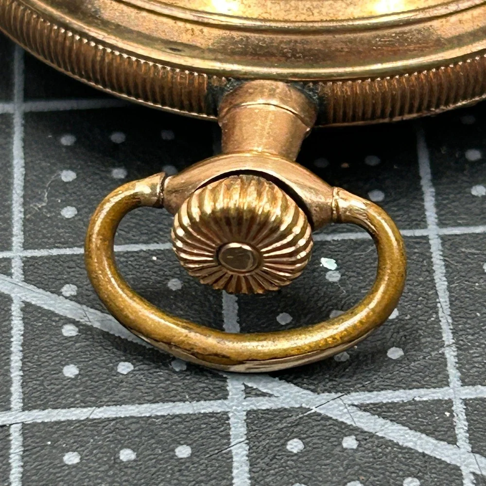Antique Waltham Pocket Watch Gold Tone Engraved Case Sub Dial 45mm 14k Gold Fill